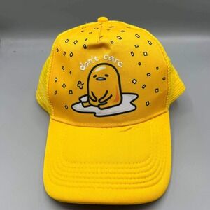 Gudetama Lazy Egg Trucker Hat Men Yellow Embroidered Sanrio Snap Back Cap‎